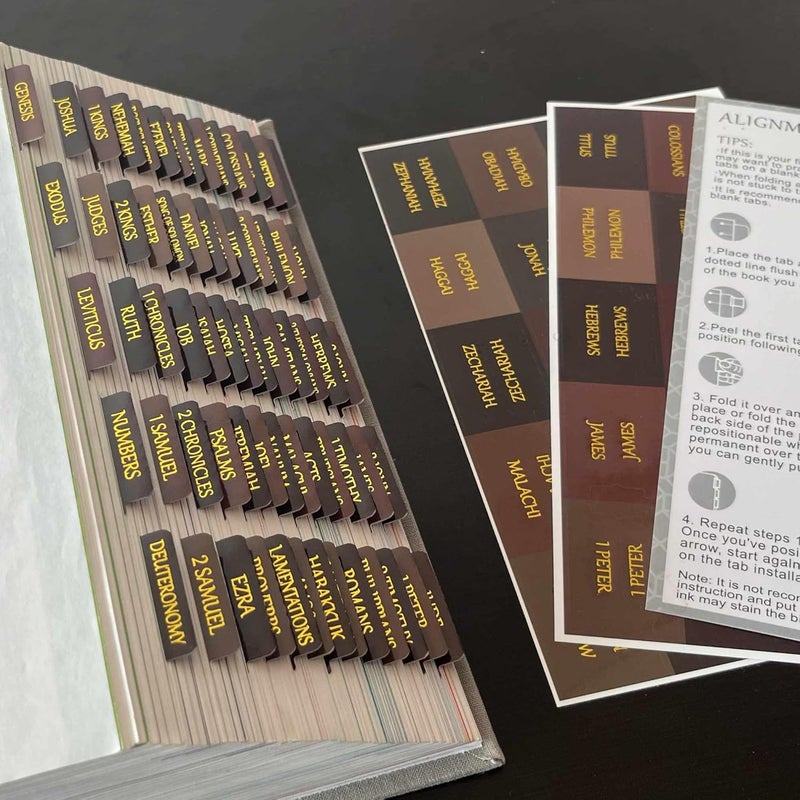 thinkor Reposition Laminated Bible Tabs, Large Print Stickers, Easy to Read & Apply Bible Tabs for Women & Man (Gold Earthy Brown) - Image 1